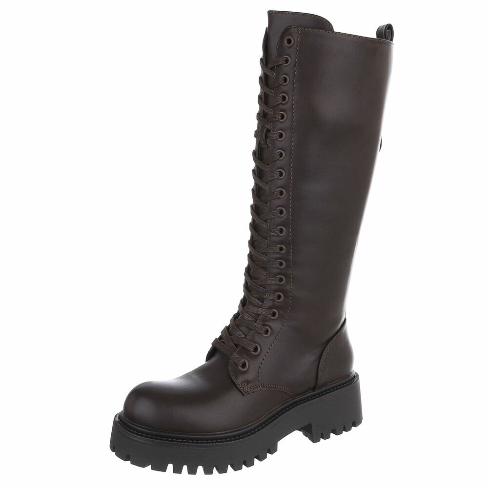 BOTTES HAUTES À LACETS MARRON – ZIP INTÉRIEUR & SEMELLE CRANTÉE MISS AMANDA