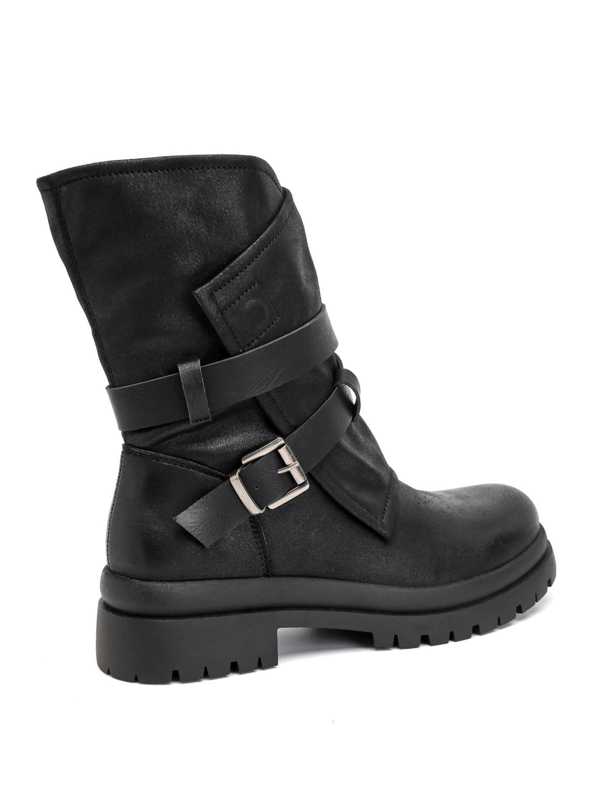 BOOTS NOIRES BIKER DOUBLES BOUCLES MISS ALLY