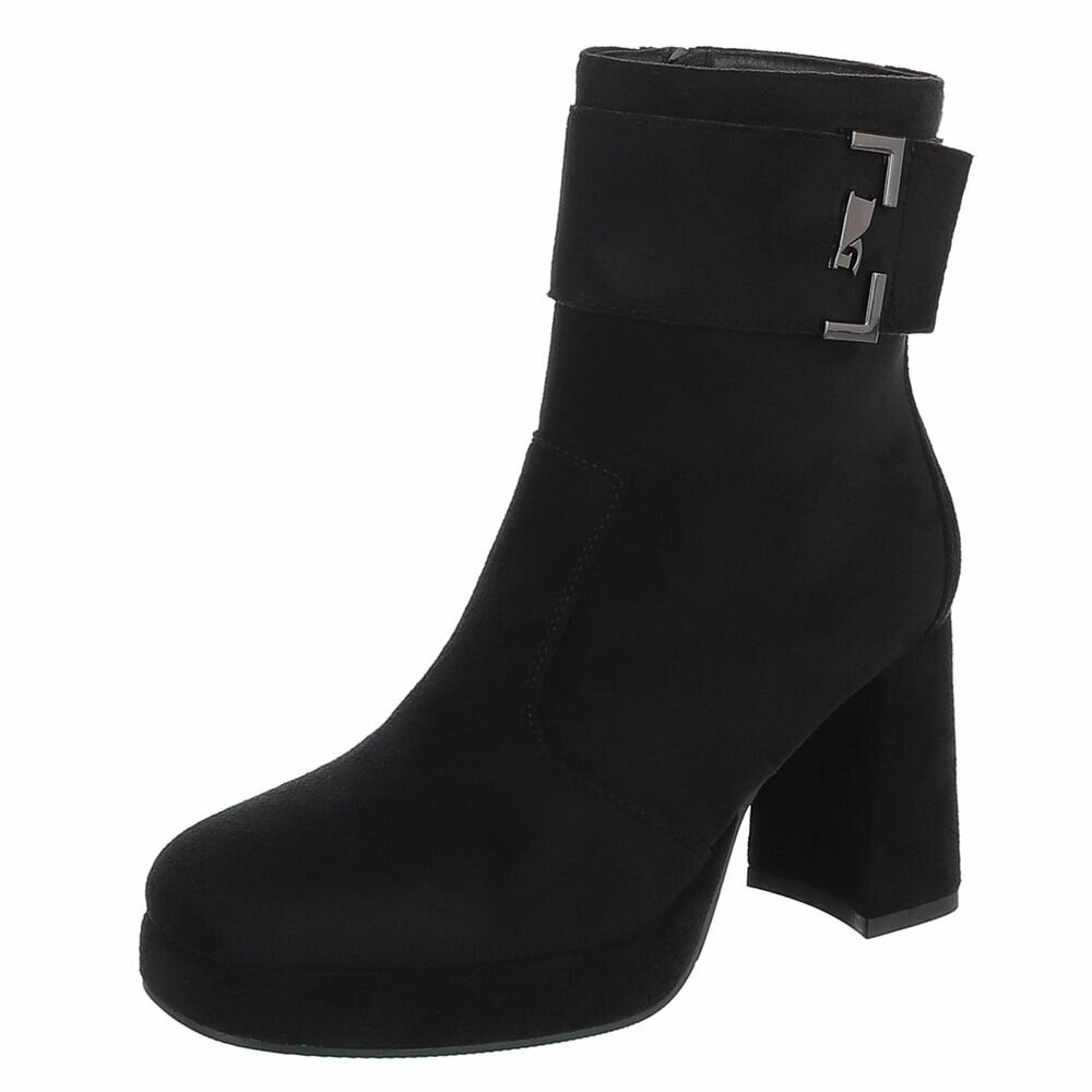BOTTINES FEMME NOIRES À TALON CARRÉ ET PLATEFORME MISS EMERY