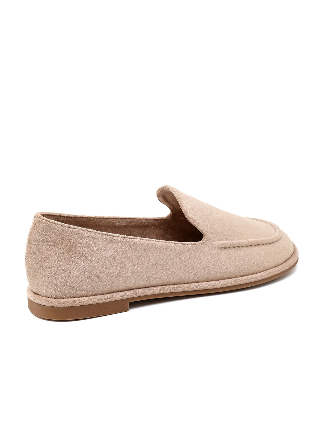 MOCASSINS SOUPLES EFFET DAIM – LOAFERS FEMME À ENFILER SEMELLE PLATE BEIGE TAUPE DEBBIE