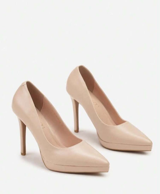 Escarpins Bout Pointu avec Plateforme – Beige Nude Classique