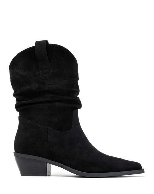 BOTTES SANTIAGS SLOUCHY EN SUÉDINE PREMIUM – NOIR MISS KENNY