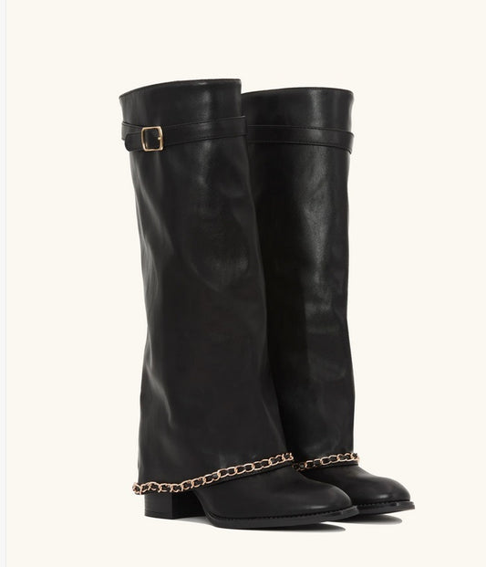 CHAUSSURES FEMME BOTTES A REVERS CHAINE MISS HAILEY NOIR