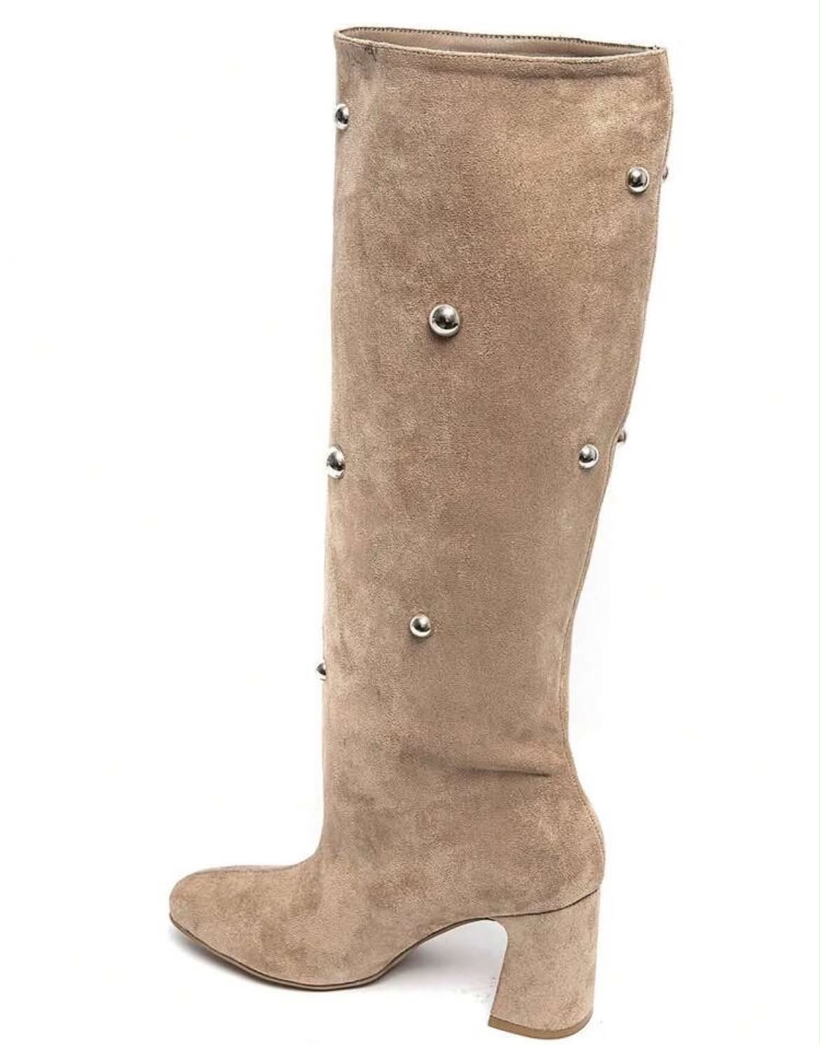 CHAUSSURES FEMME BOTTES TALON CLOUS MISS LOANNE BEIGE TAUPE