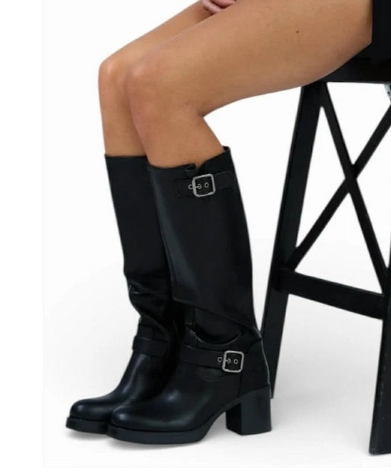 CHAUSSURES FEMME BOTTES CAVALIERES BOUCLE MISS IVY NOIR