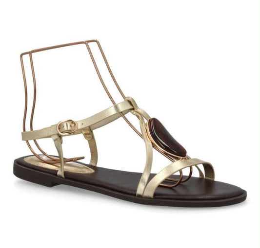 Sandales Bijoux Élégance – Doré & Pierre Ambrée