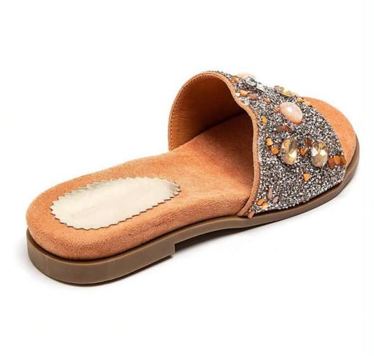 sandales Mules "– Orange & Bijoux Scintillants