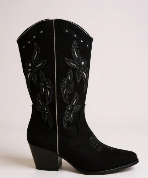 CHAUSSURES FEMME BOTTES MI HAUTES WESTERN SUEDINE MISS MEREDITH