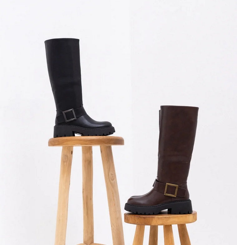 CHAUSSURES FEMME BOTTES BICKER SEMELLE CRANTEE MISS NESSA MARRON CHOCO