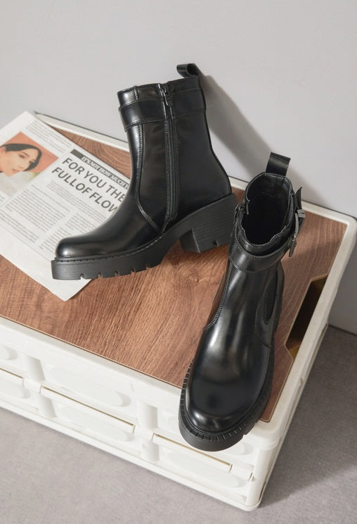 CHAUSSURES FEMME BOTTES BOTTINES CHELSEA ELASTIQUE MISS APRIL NOIR