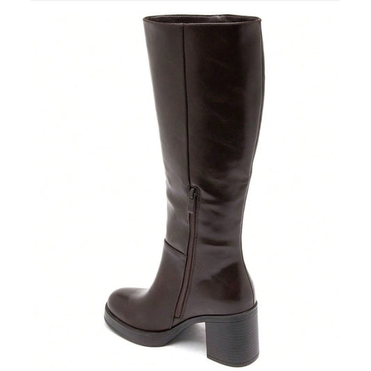 BOTTES HAUTES À TALON CARRÉ MISS KARINE CHOCO MARRON