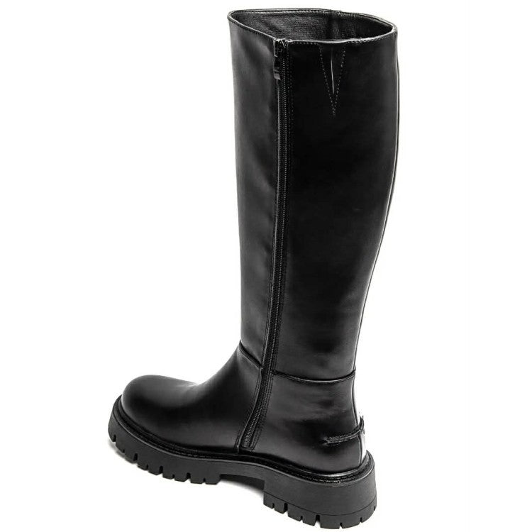 BOTTES HAUTES BIKER NOIR À SEMELLE ÉPAISSE – TENDANCE & CONFORT QUOTIDIEN MISS ADDY