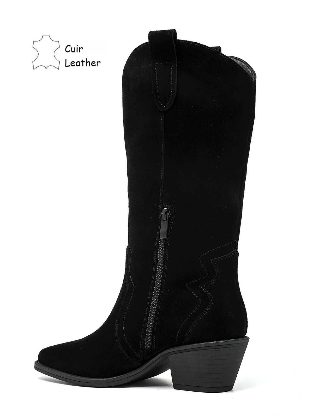 BOTTES SANTIAGS NOIRES EN CUIR SUÉDÉ MISS MADISSON