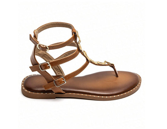 Chaussures femme sandales camel mettalique or miss alessia