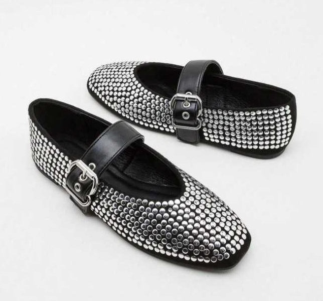 CHAUSSURES FEMME BALLERINES CLOUS MISS GLAM ROCK
