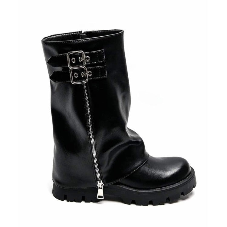 CHAUSSURES FEMME BOTTES BOTTINES BICKER ZIP BOUCLE MISS ANAE NOIR SIMICUIR