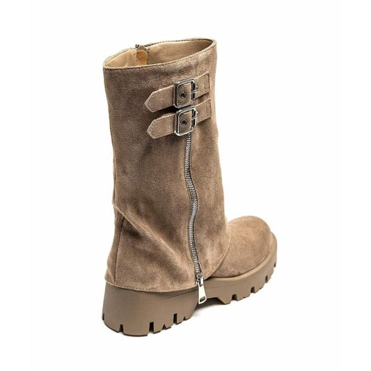 CHAUSSURES FEMME BOTTES BOTTINES BICKER ZIP BOUCLE MISS ANAE TAUPE