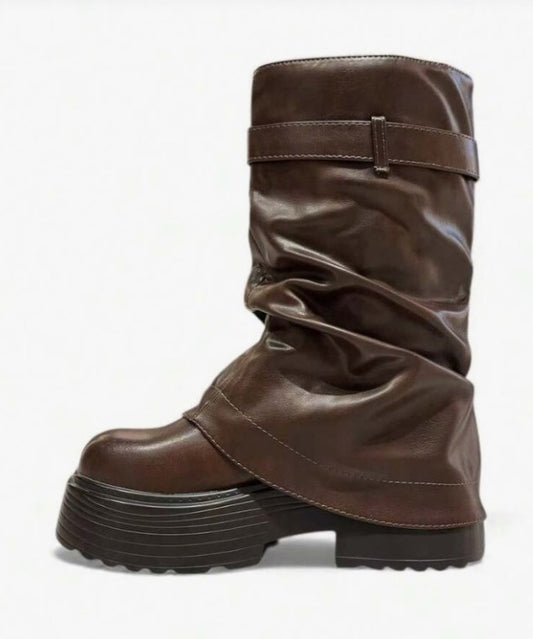 CHAUSSURES FEMME BOTTES BOTTINES SEMELLE LARGE MISS NELLY CHOCO