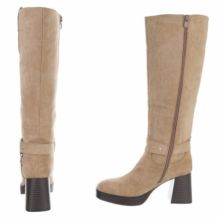 CHAUSSURES FEMME BOTTES HAUTES COUTURE BOUCLE MISS MEGANE BEIGE