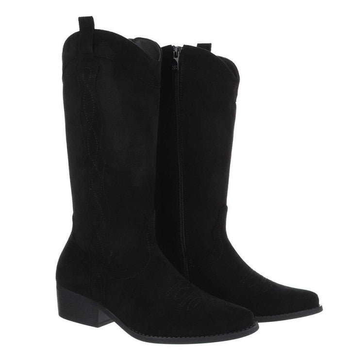CHAUSSURES FEMME BOTTES MI HAUTES WESTERN MISS CARINA NOIR