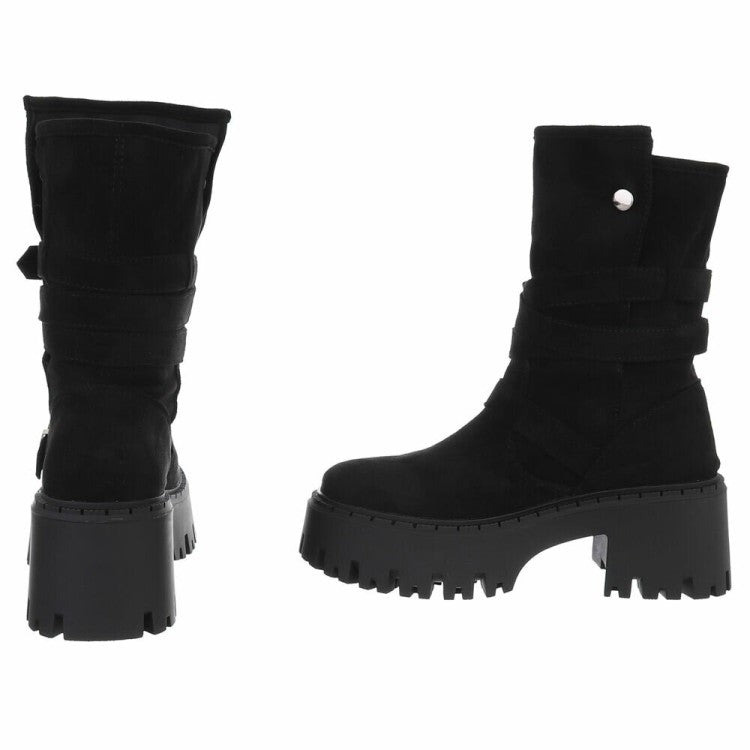 CHAUSSURES FEMME BOTTINES BIKER BOUCLE ULTRA STYLE MISS BARDY NOIR