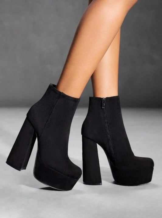 CHAUSSURES FEMME BOTTINES SUEDINE PLATFORM MISS BERENICE NOIR