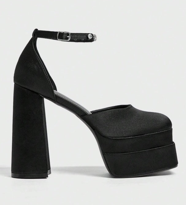 CHAUSSURES FEMME ESCARPINS TALONS HAUTS PLATFORM SIMILI CUIR SOIREE MARIAGE MISS MEREDITH NOIR STRASS