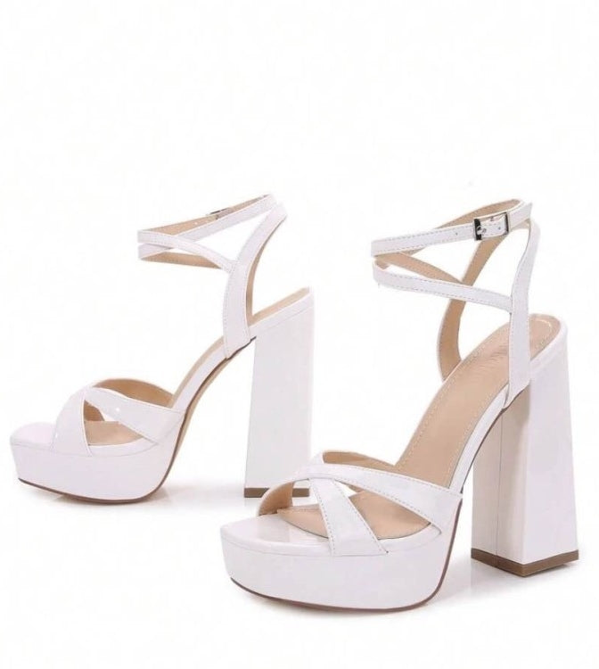 CHAUSSURES FEMME TALON HAUT PLATFORM SOIREE MARIAGE MISS EMILY BLANC