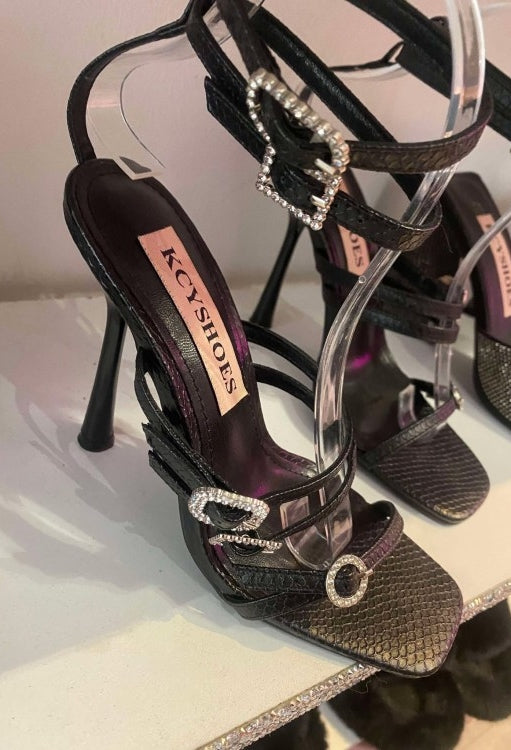 CHAUSSURES FEMME TALON NOIR STRASS MISS CALIPSO PROMO