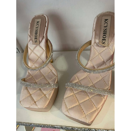 CHAUSSURES FEMME TALON PLATFORM BEIGE NUDE ROSE BLUSH MATELASSEES STRASS PROMO