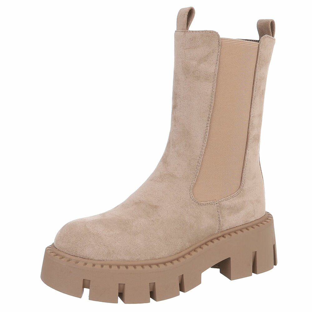 BOTTES CHELSEA BEIGE SUÉDINE PREMIUM – SEMELLE CRANTÉE PLATEFORME MISS AUDRINA
