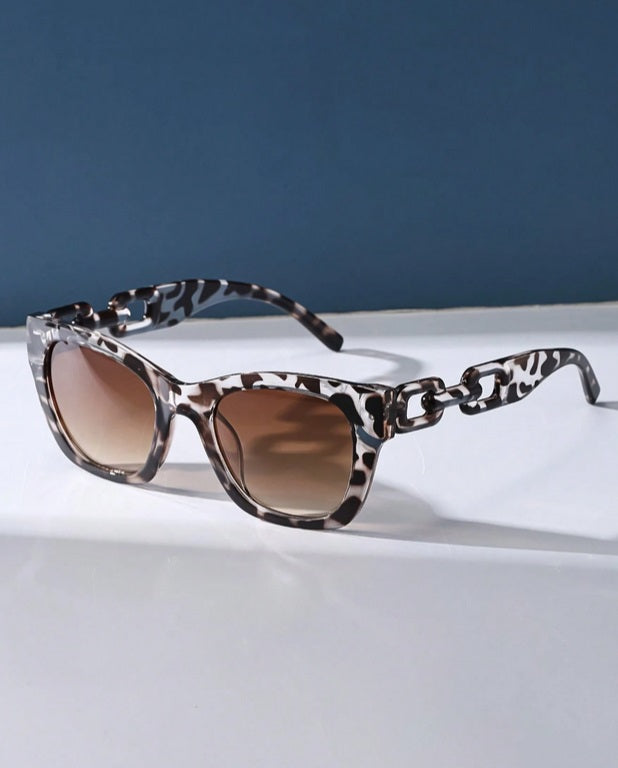 Lunettes de soleil chaine femme glamour miss fab leopard