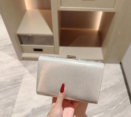 Pochette rigide à paillettes argentées – Lueur Précieuse