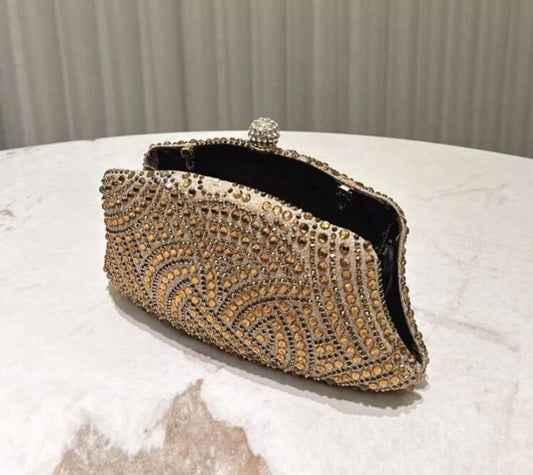 Pochette soirée champagne bronze – Éclat Prestige