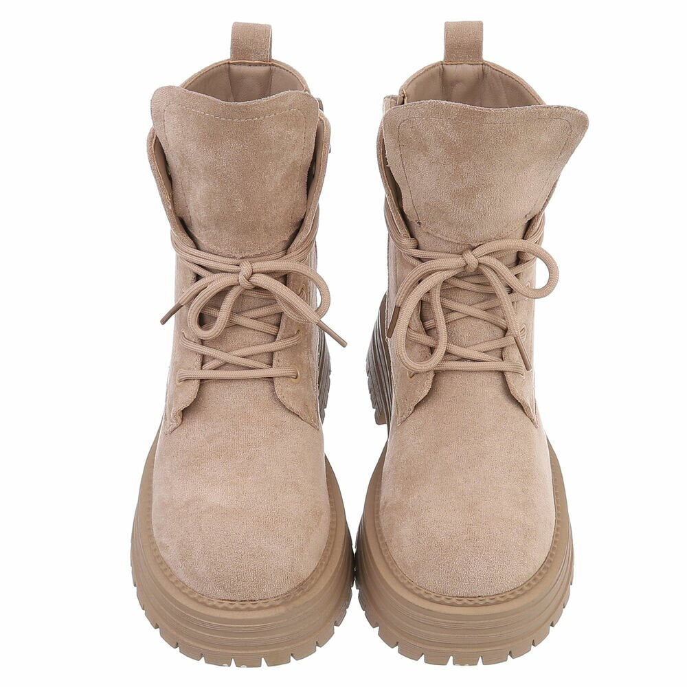 BOTTINES À LACETS BEIGE SUÉDINE PREMIUM – RABAT & SEMELLE CRANTÉE MISS ANGIE