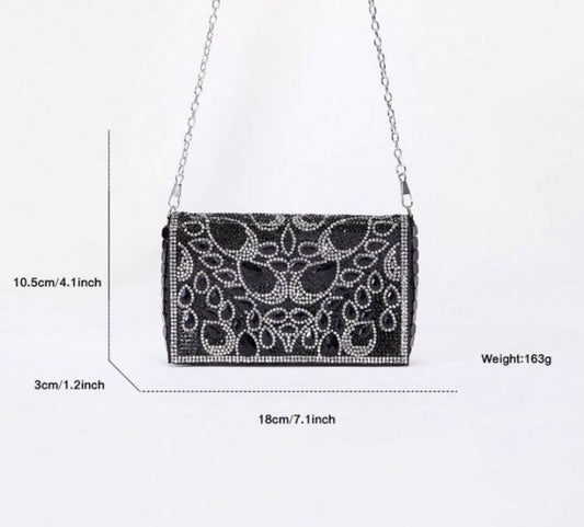 Sac de soirée luxe noir à strass – Éclat Élégant