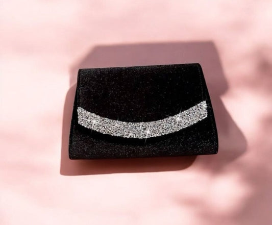 Sac de soirée luxe noir à strass – Élegancia