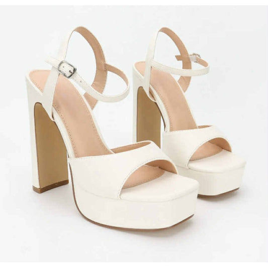 SANDALES BLANC À TALON HAUT AVEC BRIDE – ÉLÉGANCE POUR SOIRÉES & MARIAGES MISS KERA BLANC