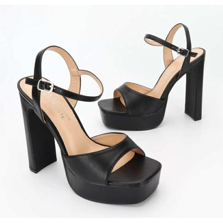 SANDALES NOIR À TALON HAUT AVEC BRIDE – ÉLÉGANCE POUR SOIRÉES & MARIAGES MISS KERA NOIR