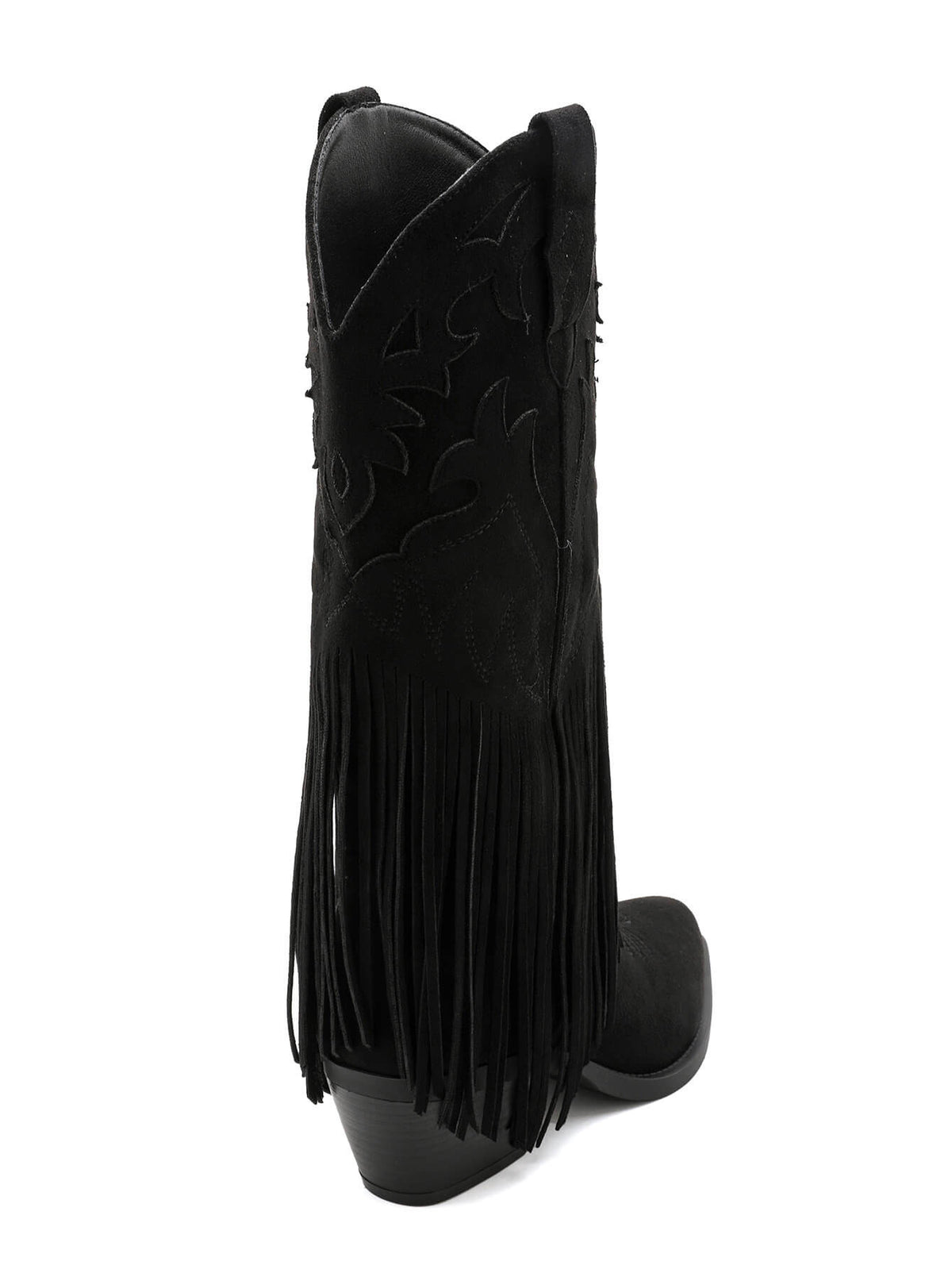 BOTTES SANTIAGS NOIRES BRODÉES À FRANGES FEMME EFFET DAIM MISS MOLLY