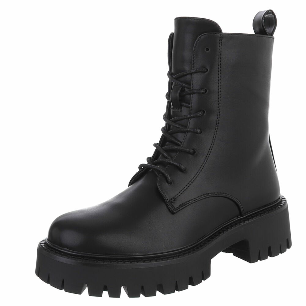 BOTTINES À LACETS NOIRES – SEMELLE CRANTÉE PLATEFORME MISS ALYA