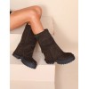 BOTTINES A REVERS ET POCHE SUEDINE MISS PEDGE CHOCO