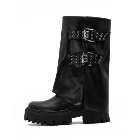 BOTTES A REVERS ET BOUCLES MISS SANDY NOIR