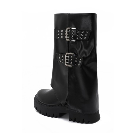 BOTTES A REVERS ET BOUCLES MISS SANDY NOIR