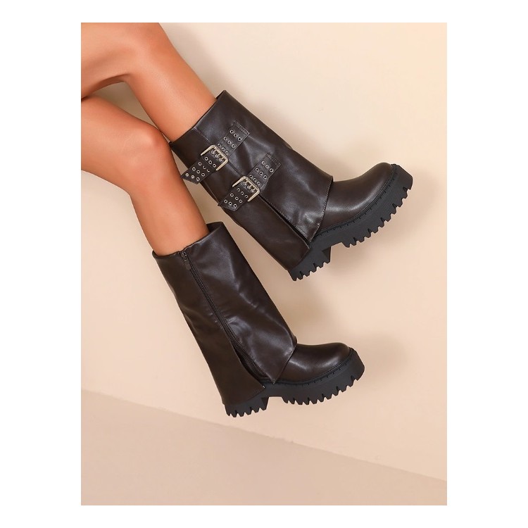 BOTTES A REVERS ET BOUCLES MISS SANDYCHOCO MARRON