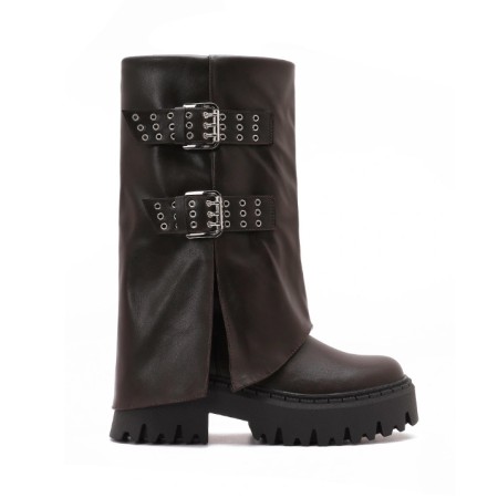 BOTTES A REVERS ET BOUCLES MISS SANDYCHOCO MARRON