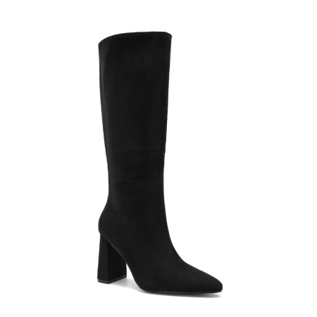 BOTTES A TALON CARRE EN SIMILI SUEDE MISS BACKER NOIR