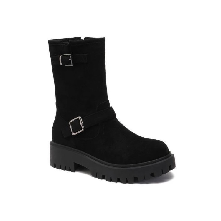 BOTTINES A DEUX BOUCLES SUEDINE MISS DIXIE NOIR