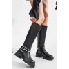 Bottes hautes en similicuir noir avec boucle déco - Style chic et robuste
