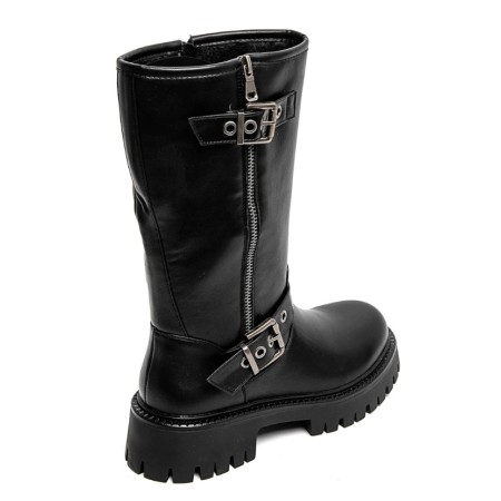 CHAUSSURES FEMME BOTTES BOTTINES NOIR BOUCLE MISS MAMA